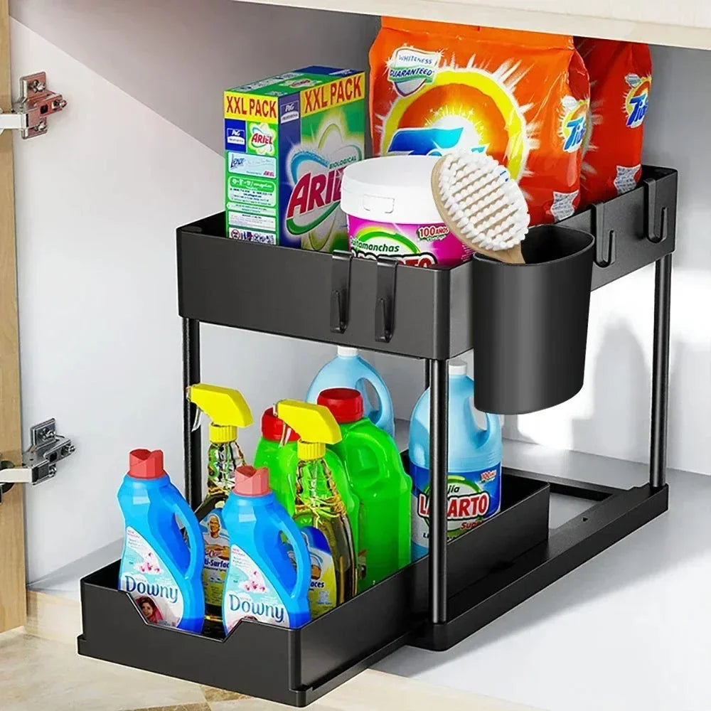 Rangement sous évier a étage coulissant pour cuisine/ salle de bain