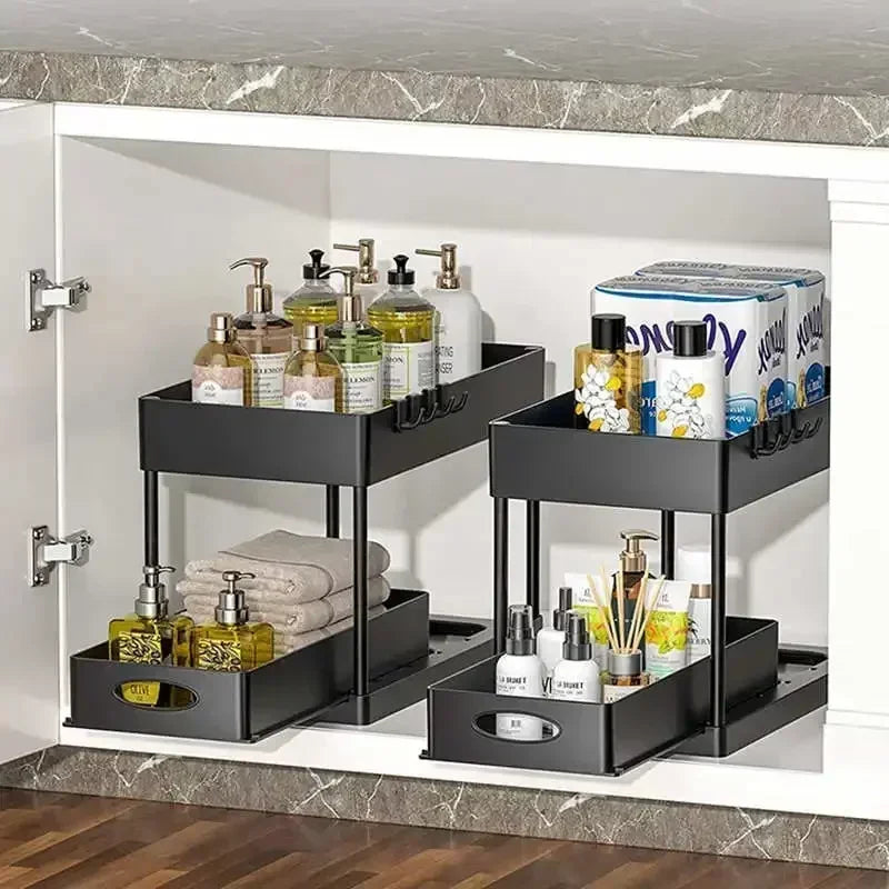 Rangement sous évier a étage coulissant pour cuisine/ salle de bain