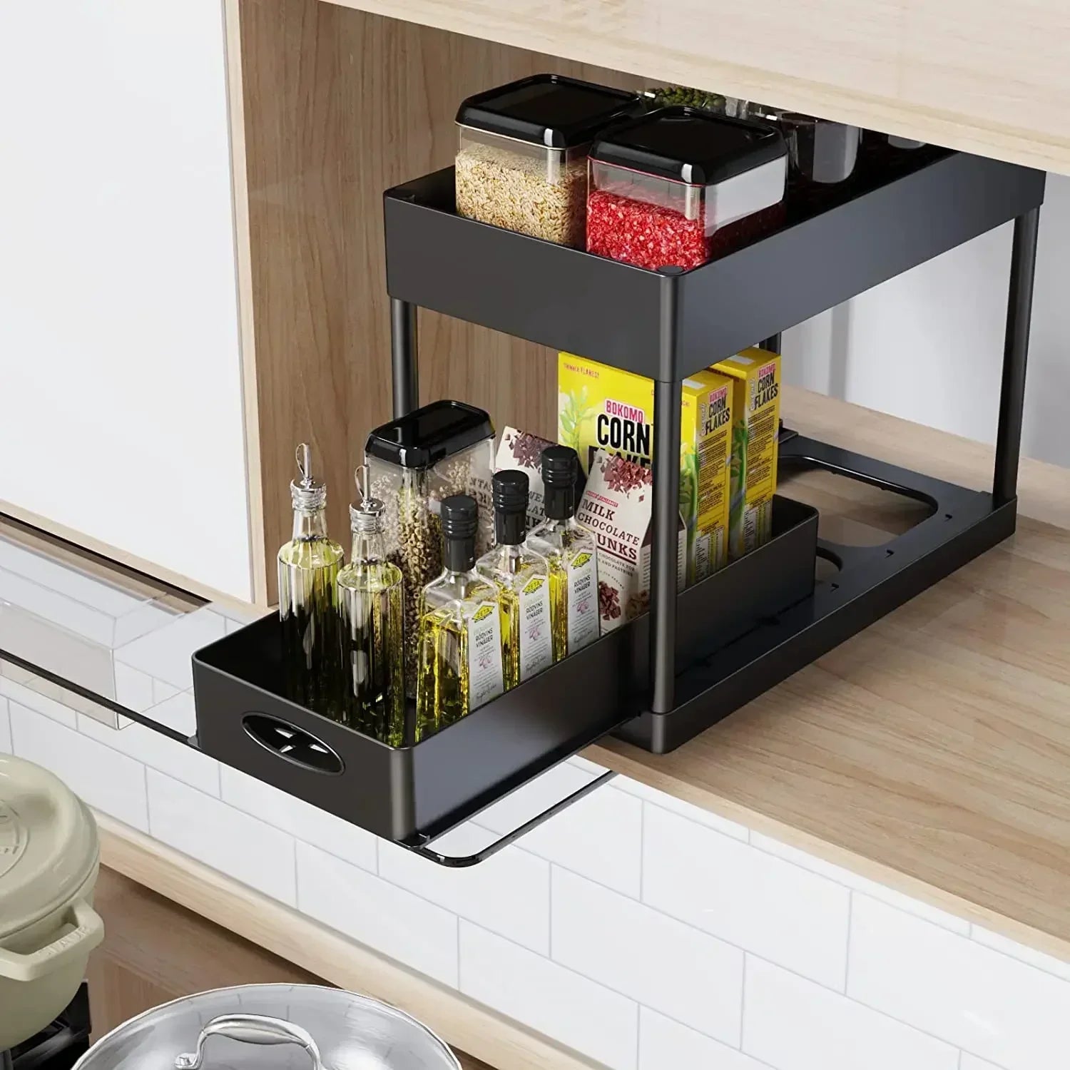Rangement sous évier a étage coulissant pour cuisine/ salle de bain