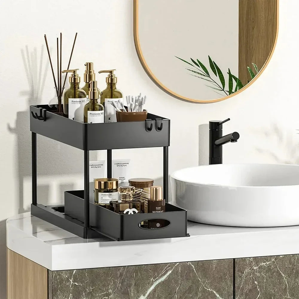 Rangement sous évier a étage coulissant pour cuisine/ salle de bain