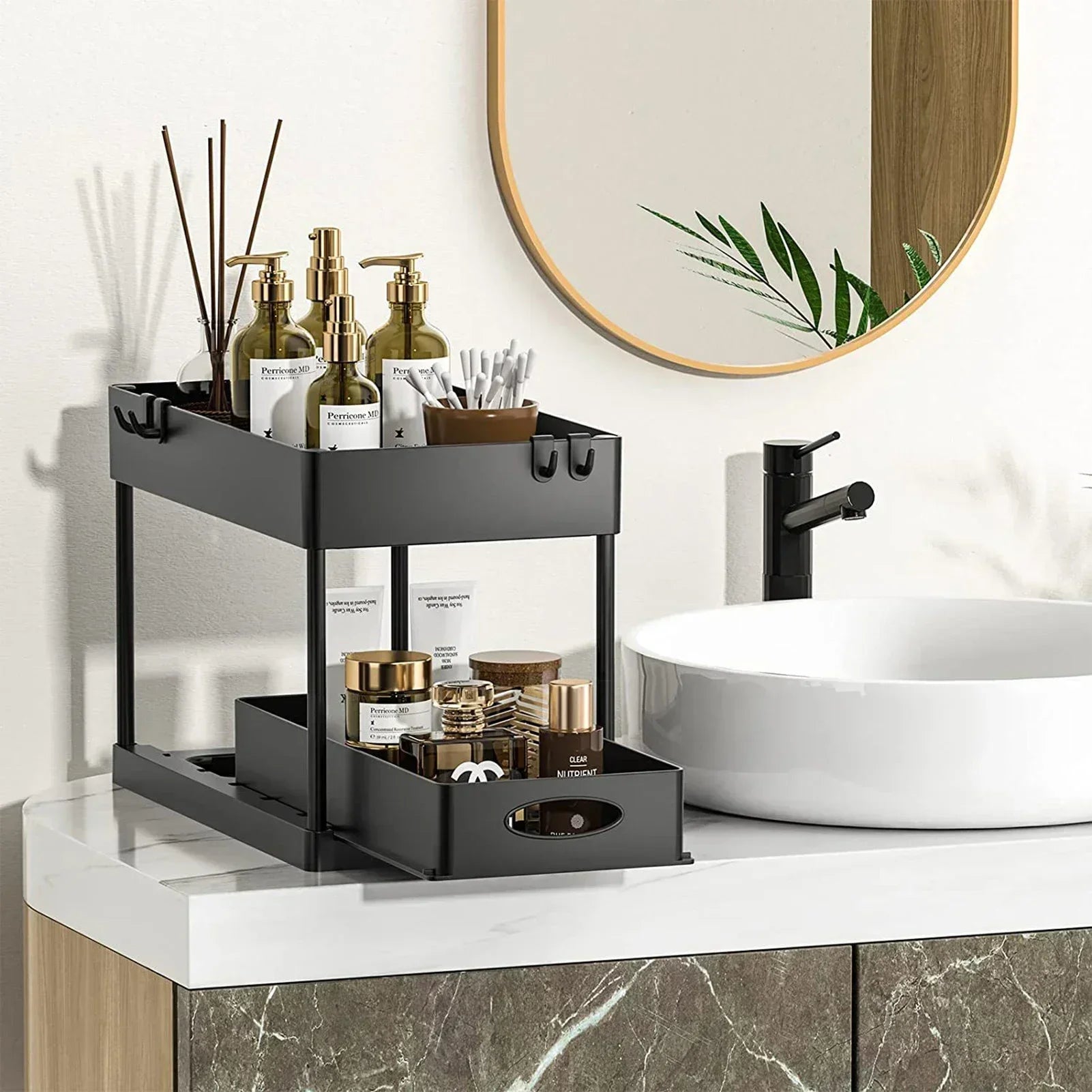 Rangement sous évier a étage coulissant pour cuisine/ salle de bain